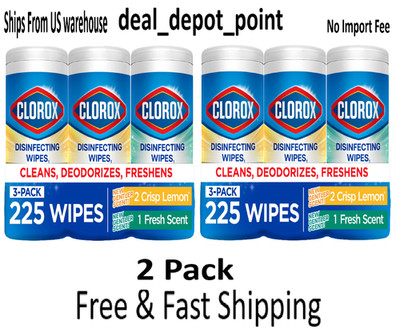Clorox Disinfecting and Cleaning Wipes,75 Count Each-4 Crisp Lemon and 2 Fresh