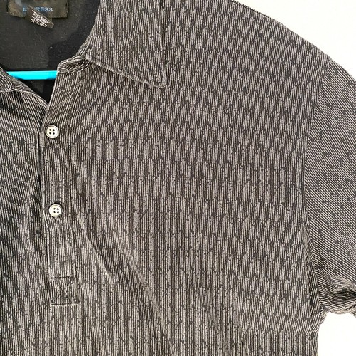 Express Polo Shirt Men's Size Large Black Gray Pattern