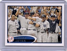 2012 TOPPS DEREK JETER IMAGE VARIATION #30 HUGGING TEAMMATE YANKEES