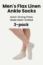 Men's Flax Linen Ankle Socks 3-pack Size S