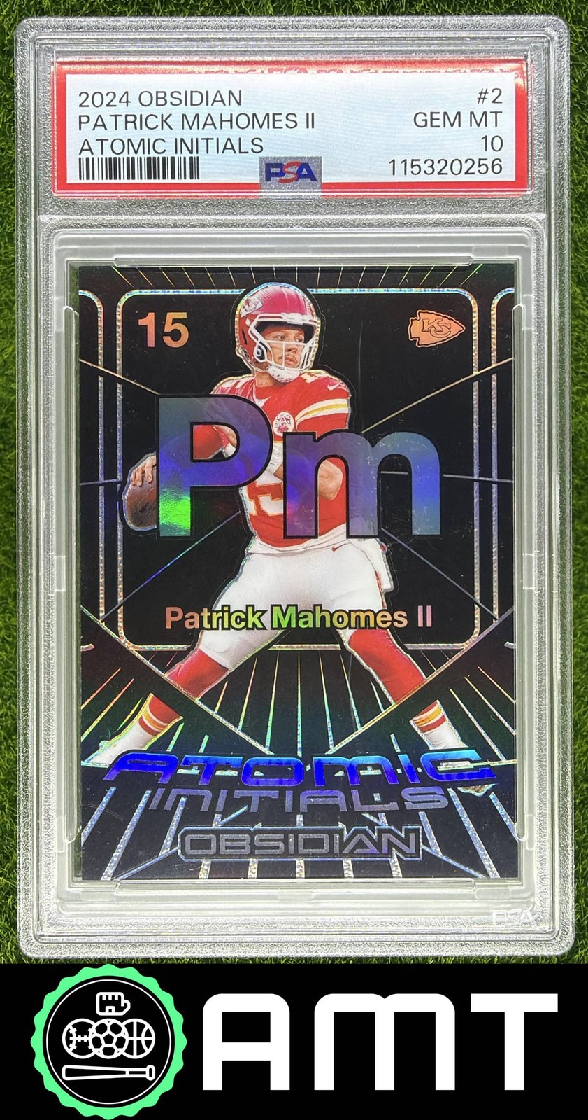 Patrick Mahomes II PSA 10 2024 Panini Obsidian Atomic Initials Chiefs 0256 view 1
