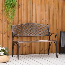 Cast Aluminium Outdoor Garden Bench 2 Seater Antique Patio Loveseat for Park