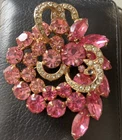 Drw- Weiss Vintage  brooch pink Rhinestones Beautiful Costume Jewelry