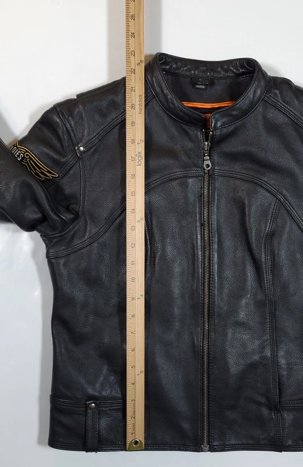 FIRST CLASSICS Womens Medium Motorcycle Patches Jacket Zip-Out Liner Long Sleeve - Image 3 of 4