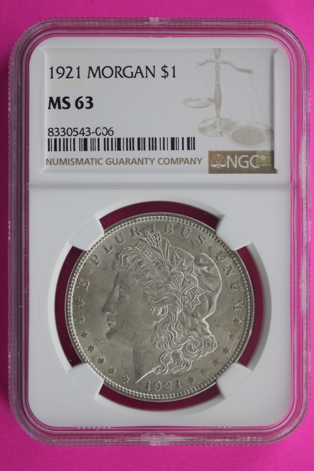 1921 P MS 63 Liberty Morgan Silver Dollar NGC Certified Graded Slab 103