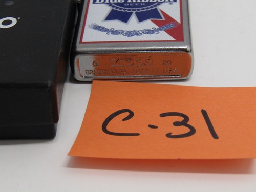 C-31 OLD UNSTRUCK OLD ZIPPO LIGHTER PABST BLUE RIBBON BEER COLLECTABLE - Picture 2 of 2