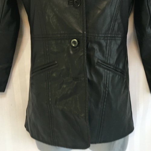 Coat Grunge Black Faux Leather Button Jacket Halloween Costume Child Youth Sz 8 - Picture 4 of 11