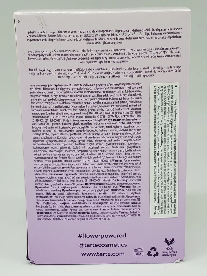 Juego de 3 bálsamo labial TARTE El milagro de MARACUJÁ + aceite facial + tratamiento para ojos Foto 2 de 4