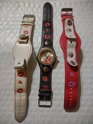 Watch W/ Leather Band: Set of 3 - Red, White and Black  display picture 3
