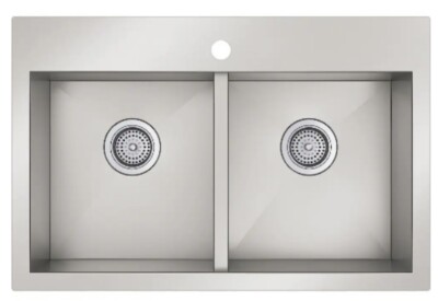 Kohler Vault Double Equal Sink 30-1/2 x 20 Top/under Mount 18 Gauge Single Hole