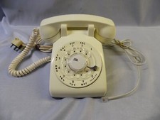 Vtg BELL SYSTEM WHITE ROTARY MODULAR  4 PRONG DESK PHONE TESTED WORKS WELL 