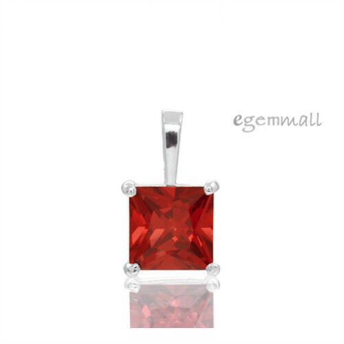 Sterling Silber Quadrat Anhänger 11mm mit CZ Orange Rot #65453 - Bild 1 von 2