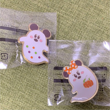 Tokyo Disney Resort Game Prize Pin Set Halloween Mickey & Minnie Ghost JAPAN NEW