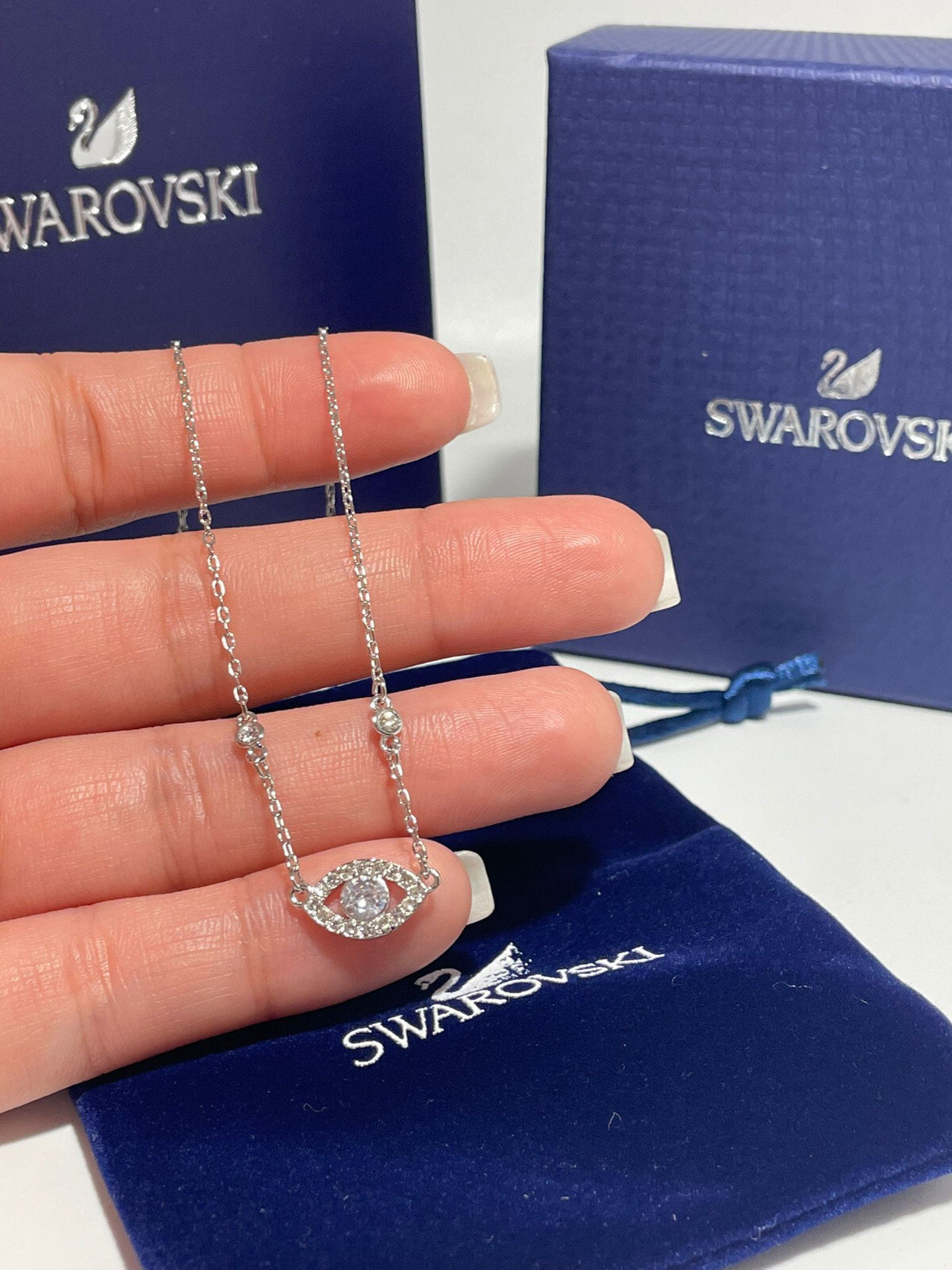 Authentic SWAROVSKI Evil Eye Necklace Lucky Eye Pendant with Crystals