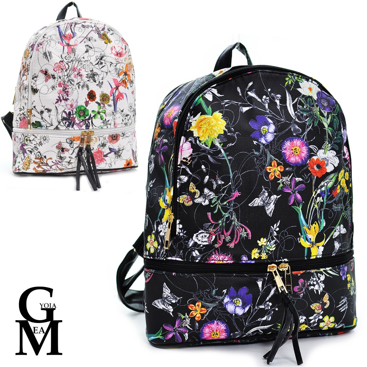 GM Zaino zainetto pelle colorato fantasia casual fiori fiorata