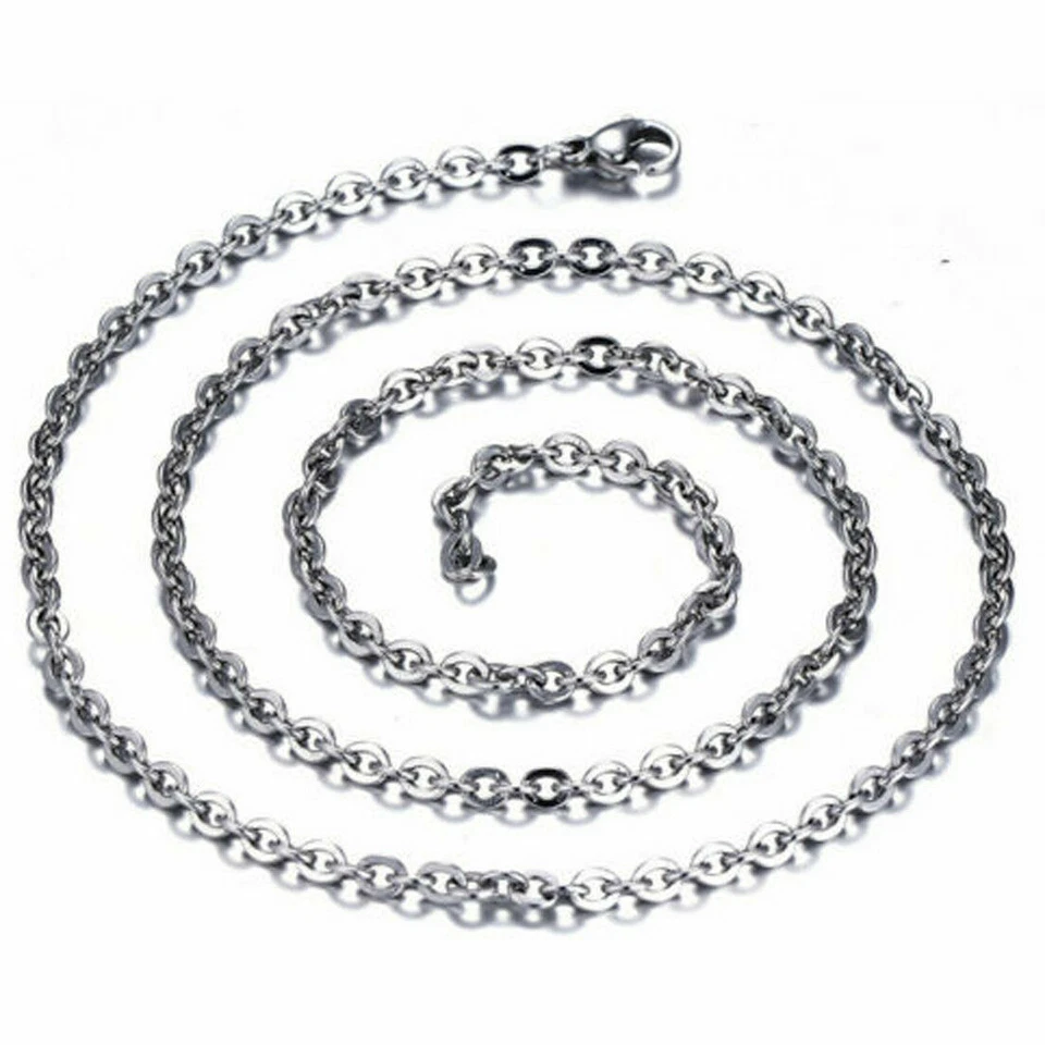 1.5-3.2mm 16"-32" Wholesale In Bulk Stainless Steel Silver Oval Chain Necklace - Image 4 of 4