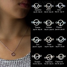  Constellation Cubic Zirconia Necklace Crystal CZ Celestial Zodiac Chain Jewelry
