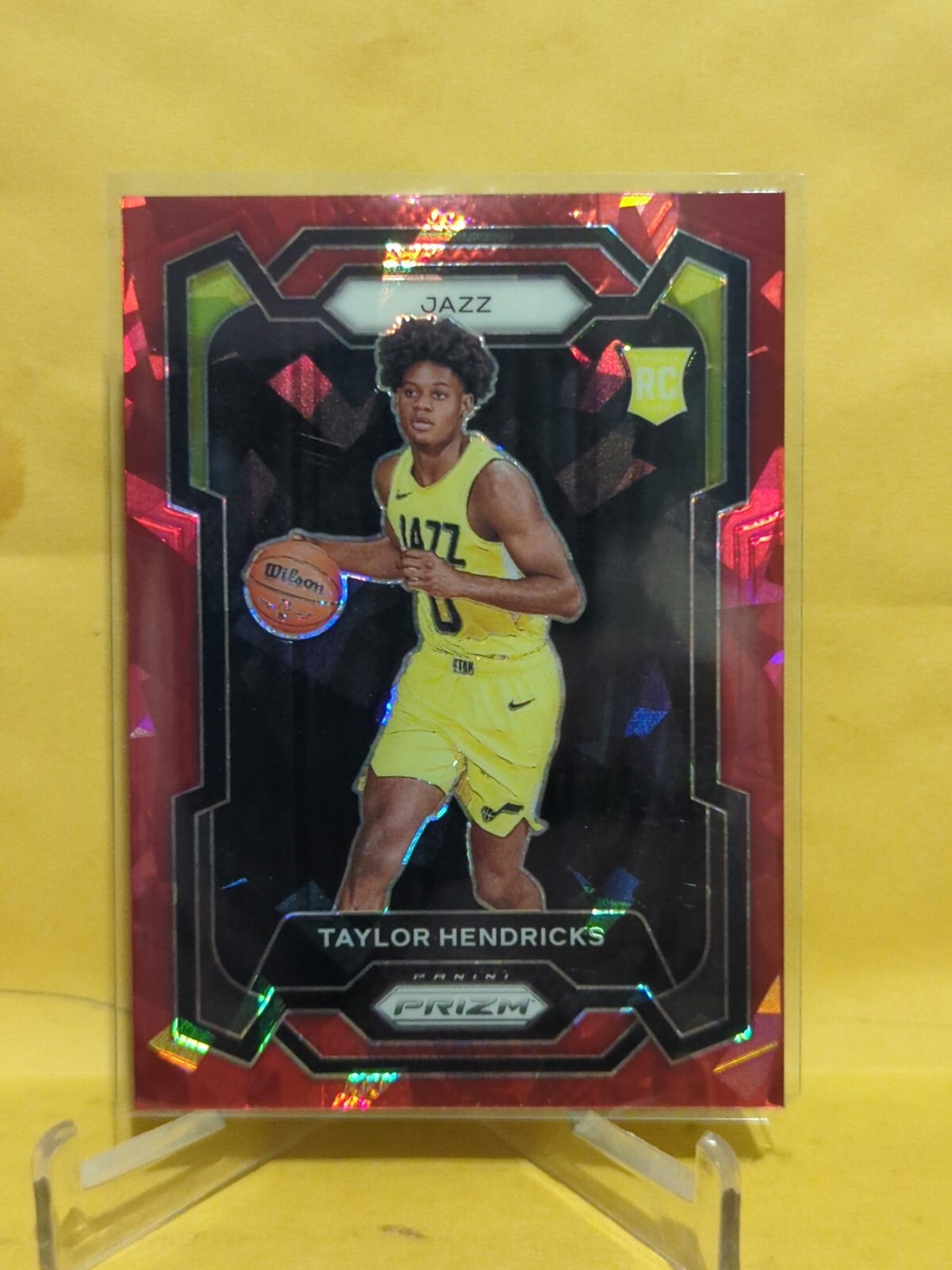 2023-24 Panini Prizm Prizms Rookie Red Ice #161 Taylor Hendricks