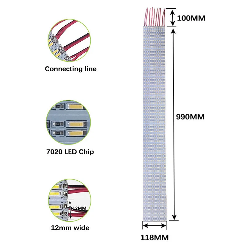SMD 7020 120Leds/M Double Row White LED Hard Rigid Strip Bar Light DC 12V - Image 4 of 4