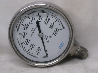#ad WIKA 0 2000 psi pressure gauge Swiss Movement 316 22 Tube Connection VA13226 4quot; $70.40
