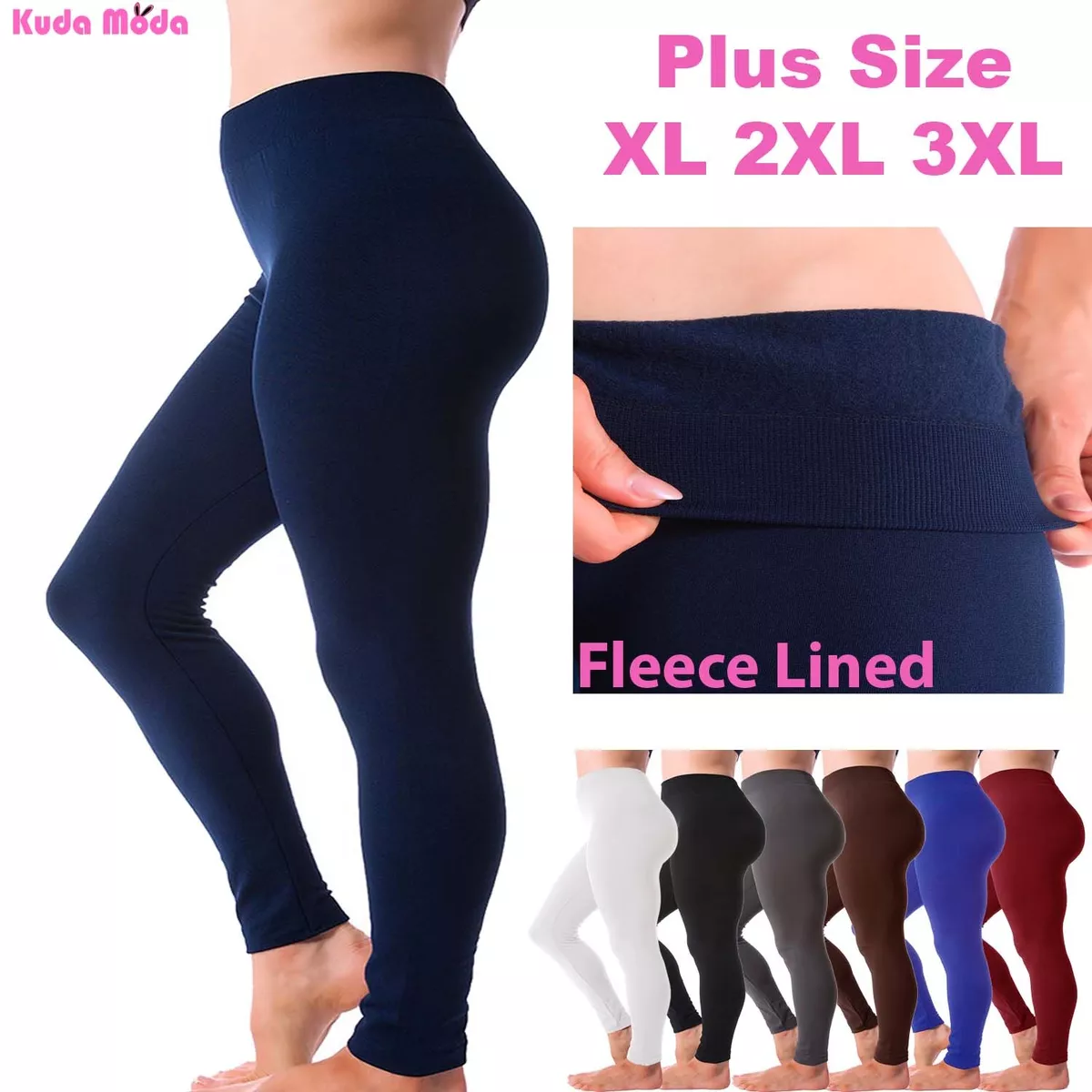 Kuda Moda 5-Pack Fleece Lined Leggings for Women Winter Warm Thermal Full  Length Leggings 