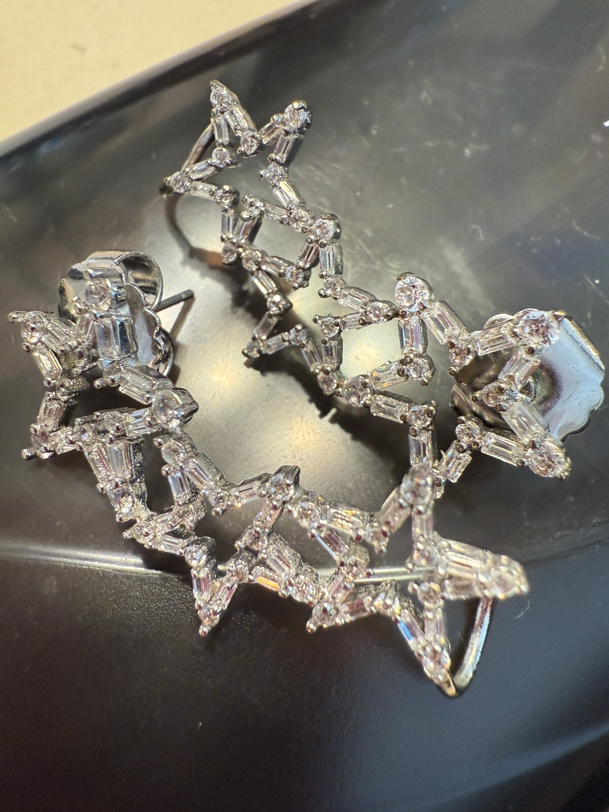 Dramatic Climbers Stars Post & Cuff Earrings Silv… - image 2