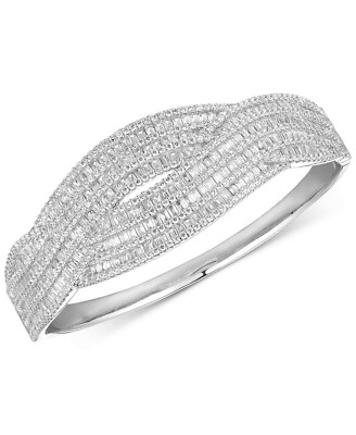 MACYS Tiara Cubic Zirconia Curved Crisscross Bangle Bracelet in