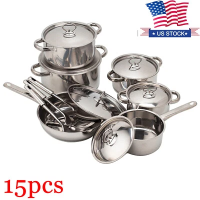 15-piece Stainless Steel Cook Set, Kitchen Set, Cookware Set, Pots and Pans Set