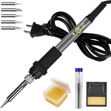 60W Soldering Iron Gun Kit Adjustable Temperature Welding Solder Wire Flux Paste