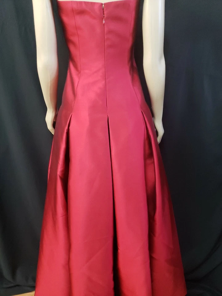 Vestido sin tirantes Melinda Eng seda lana rojo formal para mujer talla 6 #CB1 Foto 4 de 4