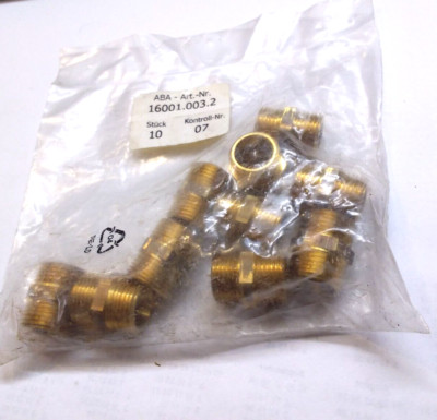 ABA Beul 16001.003.2 Doppelnippel mit Sechskant  3/8 Messing  10 Stück Inhalt