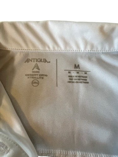 Antigua Desert Dry Xtra Lite White Blue Geometric Golf Polo Shirt Size Medium - Picture 6 of 7
