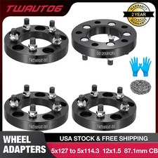 Set (4) 5x5 to 5x4.5 Wheel Spacers Adapters | 1" | 12x1.5 Studs 5x127 to 5x114.3