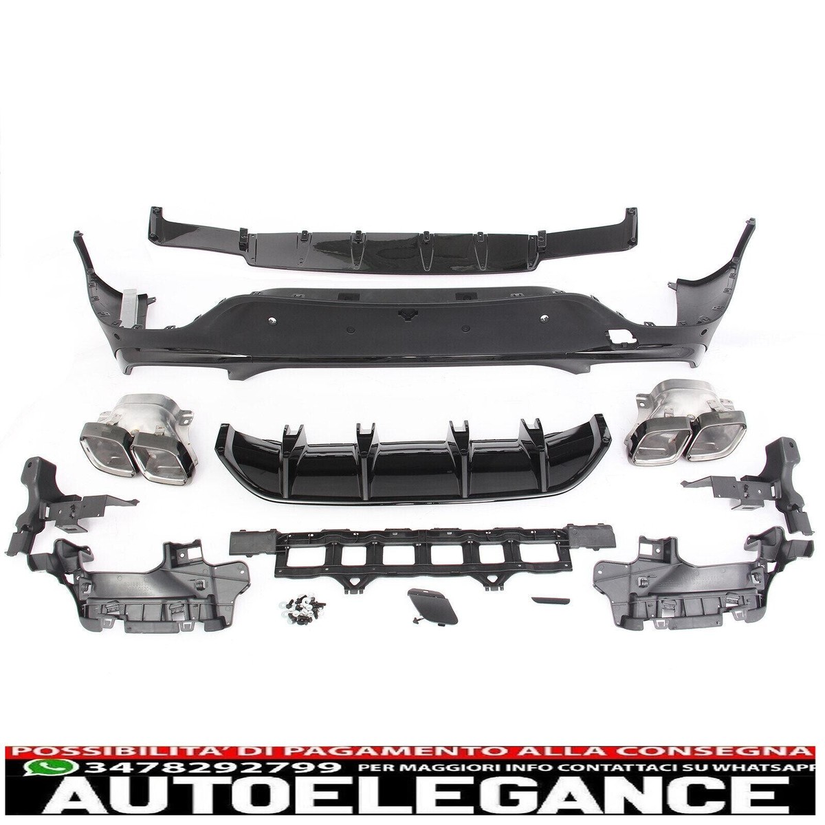 Terminali Di Scarico Cromati Per Mercedes Classe A, B, C, E, GLC, CLS - Ricambio Lucido - Foto 5