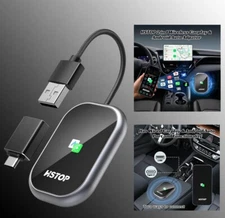 HSTOP 2in1 USB Wireless Carplay Android Auto Car 5.8Ghz WiFi Bluetooth Adapter