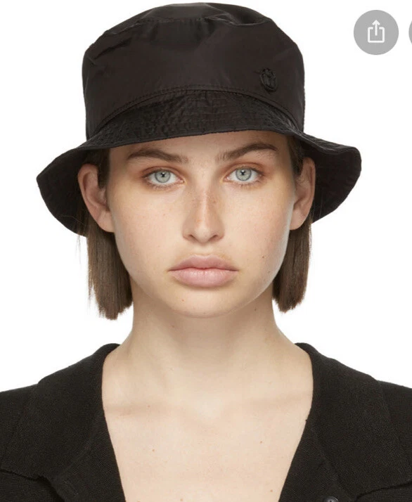 Maison Michel Black Water Resistant PVC Bucket Hat Size L