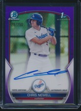 CHRIS NEWELL AUTO 1st 2023 Bowman Chrome PURPLE REFRACTOR #/250 DODGERS RC