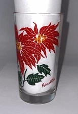 Glass Boscul Peanut Butter POINSETTIA Dark Green Leaves Slanted Name TT Crossed