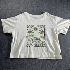 Body Glove Womens Belly T Shirt Sunseeker Cream Boxy Style New Size XL Beach Sun