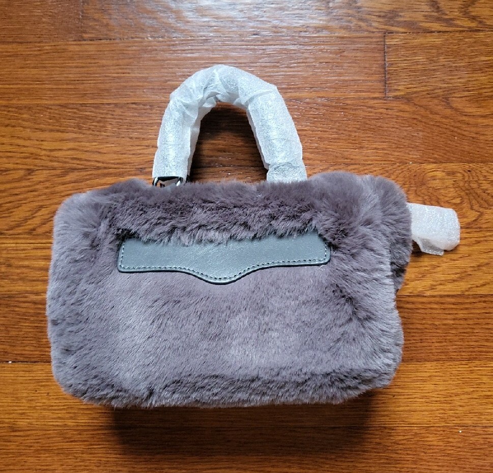 NWT Rebecca Minkoff MAB Bittie Faux Fur Crossbody Anthracite