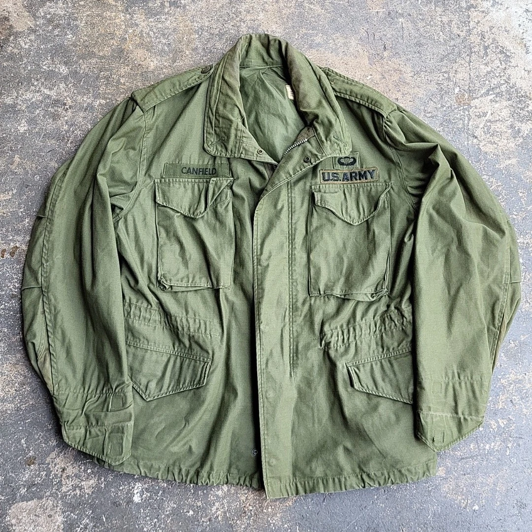 Vtg 60s M-65 Field Jacket Vietnam Named Army Jump Wings Military