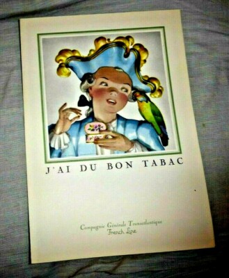 VINTAGE MENU SHIP PAQUEBOT FLANDRE CGT FRENCH LINE SONG J'AI DU BON TABAC 1959