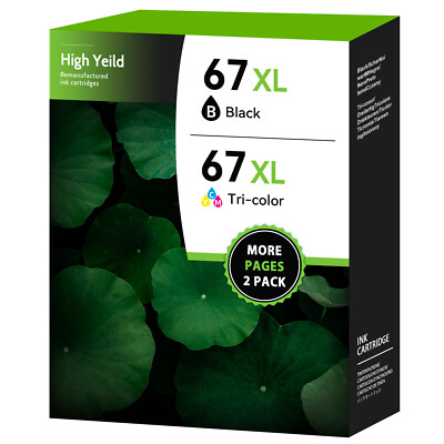 Replacement 67XL Black & Color Ink for HP 67 Deskjet Plus 4140 4152 4155e 4158e