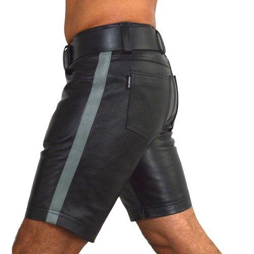 awanstar 552 Neue jeans lederhose 5 pockets Leder Shorts Jeansshorts mit streife - Picture 22 of 23