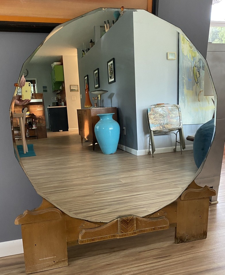 Antique 40” Dia. Art Deco Beveled Dresser Mirror STUNNING! eBay