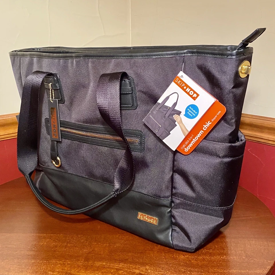 Bolso de Mano Grande 2 en 1 Skip Hop Chelsea Downtown Chic - Negro #200456 *NUEVO CON ETIQUETAS* Foto 2 de 4