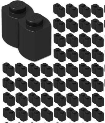  Lego 1x2 BLACK x50 building Palisade Log Brick Part Piece #30136