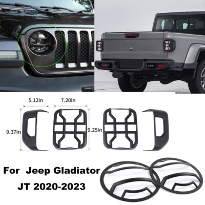 Halogen Taillight Lamps Guard Cover + Headlight Trim for Jeep Gladiator JT 20-23