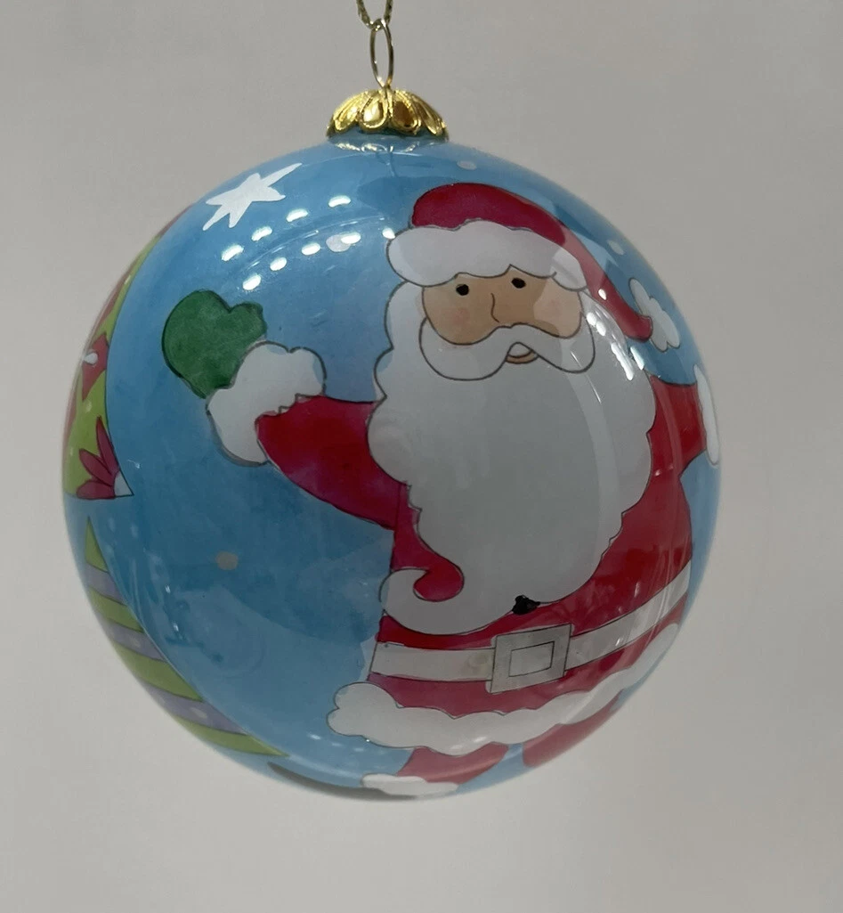 Le Bien Reverse Hand Painted Christmas Ornaments Santa No Box eBay