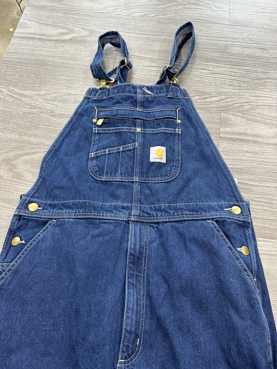 CARHARTT Model # OR4672-M LOOSE FIT WASHED DENIM BIB OVERALLS 36 x